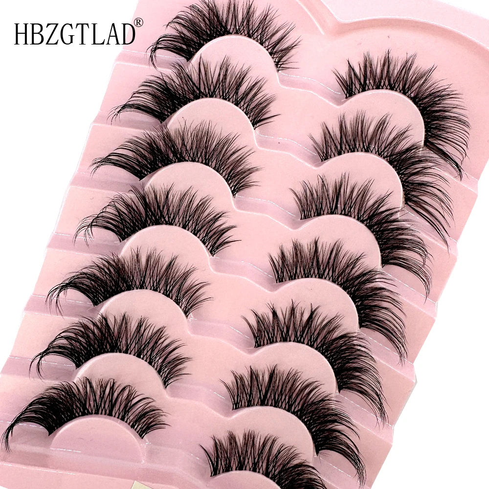 NEW 7Pairs Cat Eye Lashes Faux Mink Eyelashes Natural long Full Strip Lashes Winged End Eye Elongated Fake Lashes Soft Eyelashes