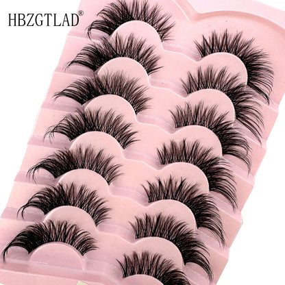 NEW 7Pairs Cat Eye Lashes Faux Mink Eyelashes Natural long Full Strip Lashes Winged End Eye Elongated Fake Lashes Soft Eyelashes