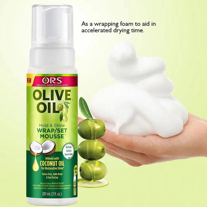 207ML Curly Hair Mousse For Wigs No-Flaking Olive Oil Hair Styling Mousse Anti-Frizz Hair Foam Mousse For Styling Hair Products