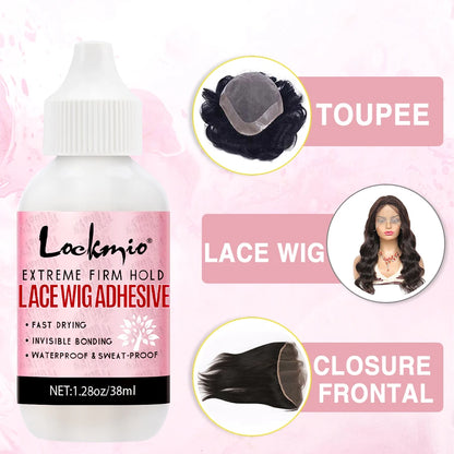 LOCKMIO Wig Glue Waterproof Adhesive for Bonding Lace Toupee Front Closure 6pcs/set Travel Size Wigs Extension Kit for Beginners