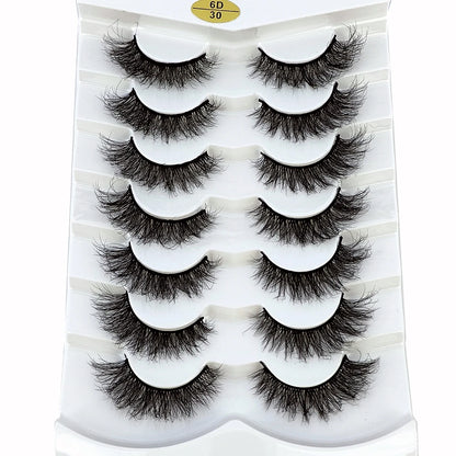Mink Lashes Natural Look False Eyelashes Wispy Cat Eye Lashes Fluffy 3D Mink Lashes Natural Fake Lashes Strip Lashes Pack 7Pairs