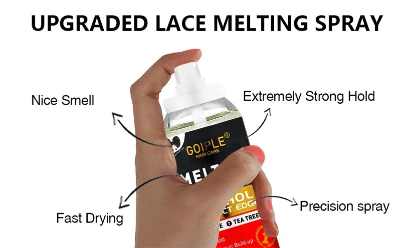 GOIPLE Melting Spray Glue for Lace Front Wig Tint Mousse Foam Waterproof Hair Extension Bond Adhesive Wax Stick Edge Control Gel