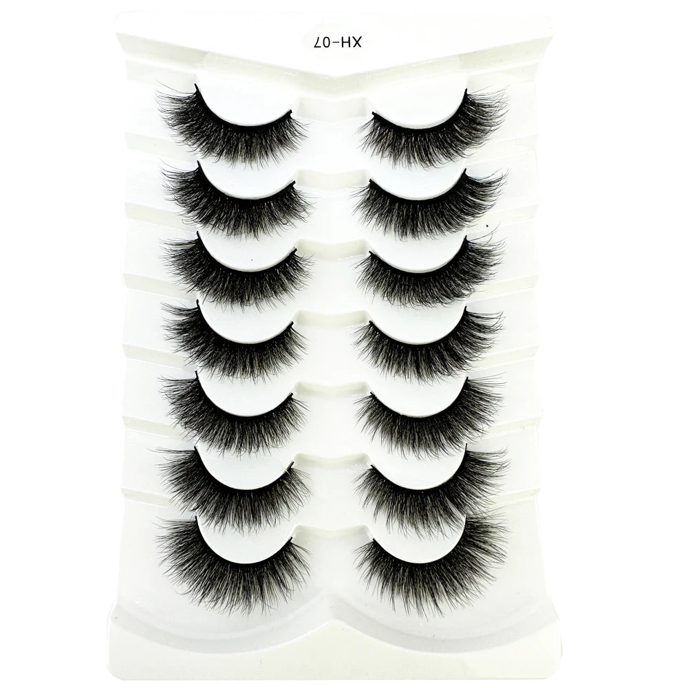 NEW 7Pairs Cat Eye Lashes Faux Mink Eyelashes Natural long Full Strip Lashes Winged End Eye Elongated Fake Lashes Soft Eyelashes