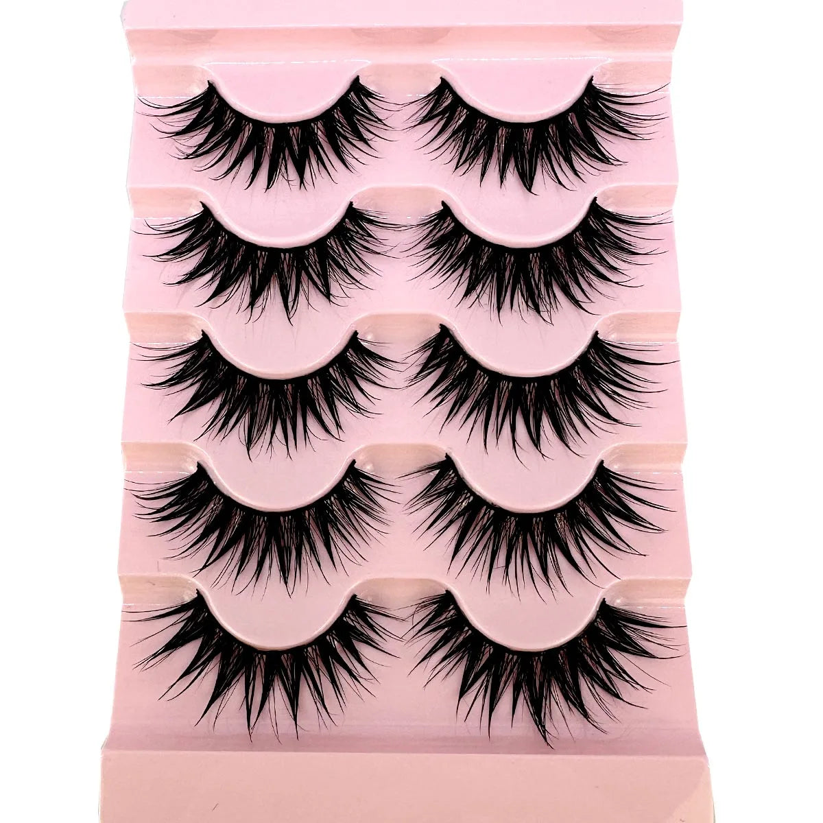 NEW 5Pairs Cosplay Anime Eyelashes Makeup Women Manga Lashes Dramatic Fairy Clusters False Lashes Wet Look Fake Lashes