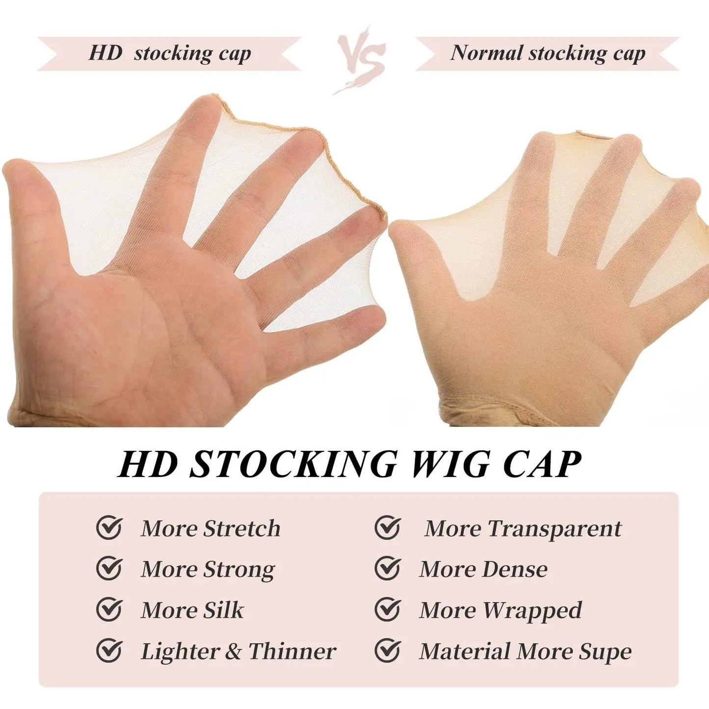 2/8/20Pcs HD Wig Caps High Quality Transparent HD Hair Nets Weave Nylon Stretchy Lace Front Wig Cap for Women Men Light Brown