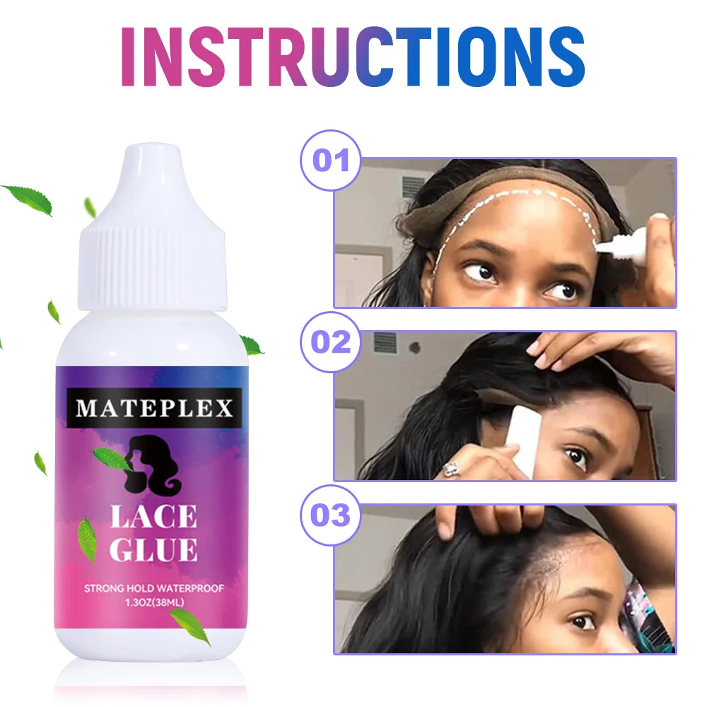 4PCS/Lot Wig Glue for Lace Waterproof Lace Glue Adhesive Strong Hold Hair Edge Control Melt Band Hair Brush Wig Installation Kit