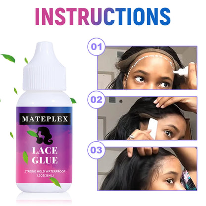 4PCS/Lot Wig Glue for Lace Waterproof Lace Glue Adhesive Strong Hold Hair Edge Control Melt Band Hair Brush Wig Installation Kit