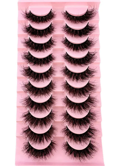 10Pairs 8D Mink Lashes Natural Mink False Eyelashes Dramatic Volume Fake Eyelash Extension Faux Cils Wholesale Makeup Tool