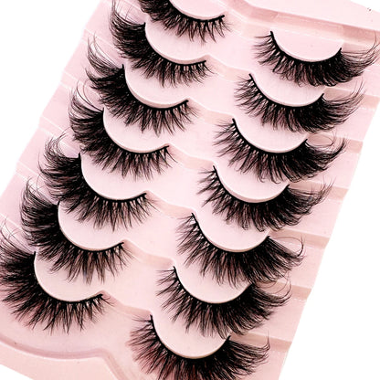 NEW 7Pairs Cat Eye Lashes Faux Mink Eyelashes Natural long Full Strip Lashes Winged End Eye Elongated Fake Lashes Soft Eyelashes