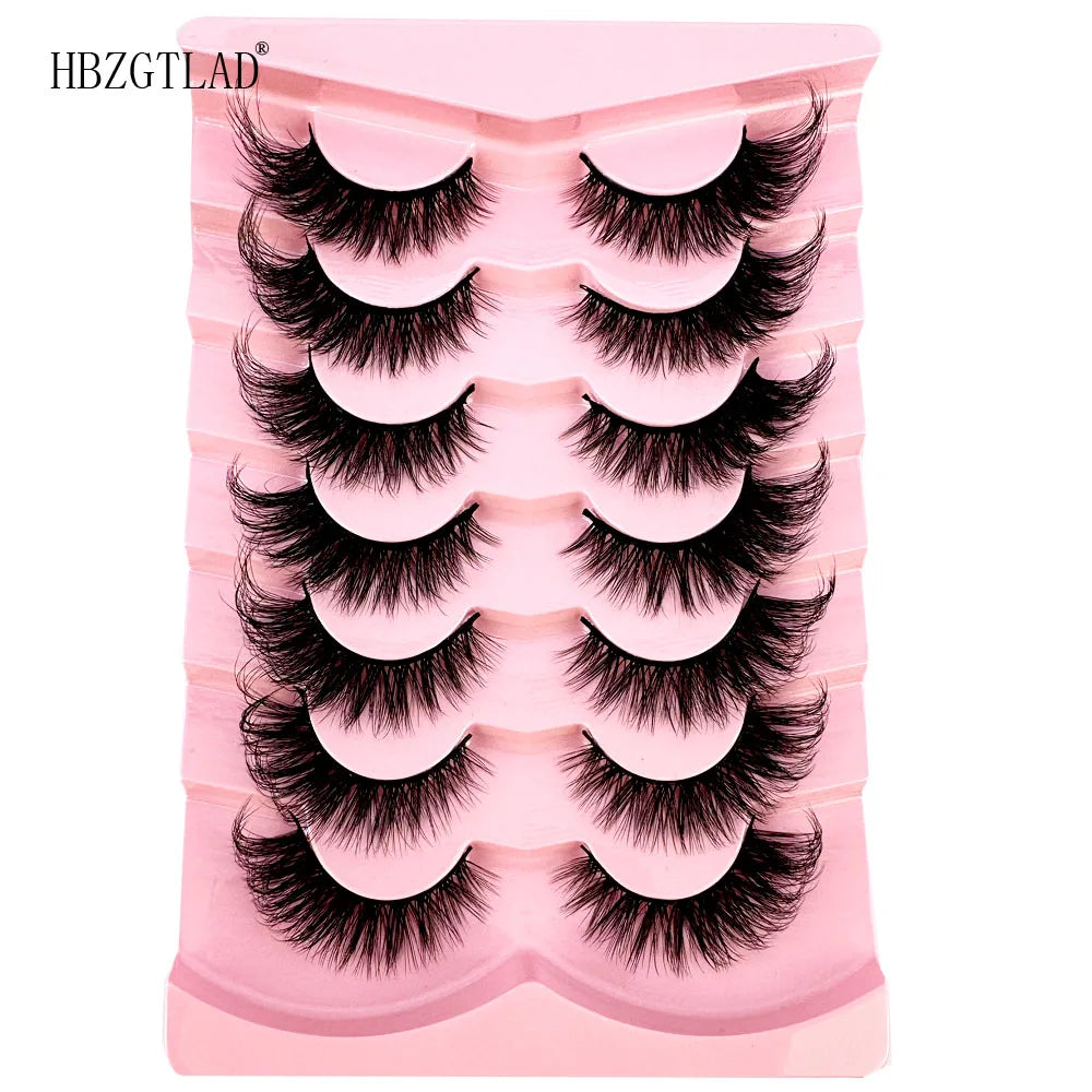 NEW 7Pairs Cat Eye Lashes Faux Mink Eyelashes Natural long Full Strip Lashes Winged End Eye Elongated Fake Lashes Soft Eyelashes