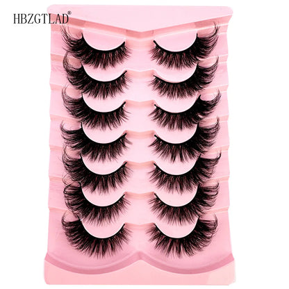NEW 7Pairs Cat Eye Lashes Faux Mink Eyelashes Natural long Full Strip Lashes Winged End Eye Elongated Fake Lashes Soft Eyelashes