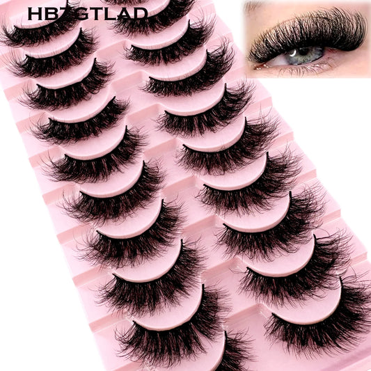 10Pairs 8D Mink Lashes Natural Mink False Eyelashes Dramatic Volume Fake Eyelash Extension Faux Cils Wholesale Makeup Tool