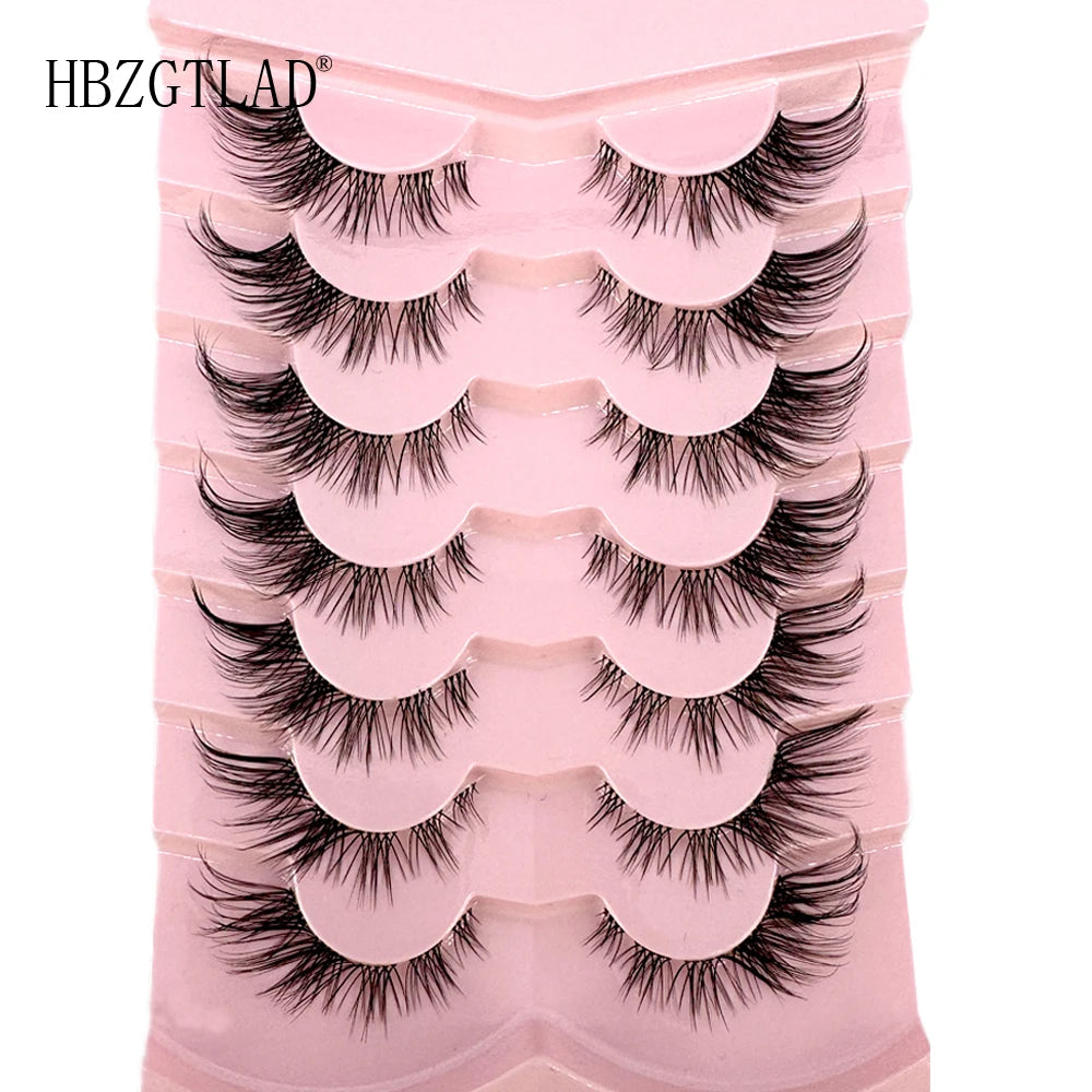 NEW 7Pairs Cat Eye Lashes Faux Mink Eyelashes Natural long Full Strip Lashes Winged End Eye Elongated Fake Lashes Soft Eyelashes