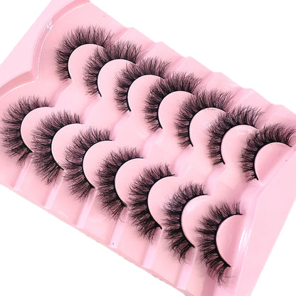 New 7 Pairs Mink Lashes Natural Look False Eyelashes Wispy Cat Eye Lashes Fluffy 3D Mink Lashes Natural Fake Lashes Strip Lashes