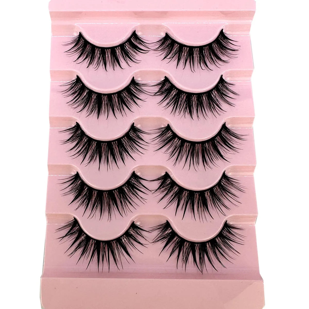 NEW 5Pairs Cosplay Anime Eyelashes Makeup Women Manga Lashes Dramatic Fairy Clusters False Lashes Wet Look Fake Lashes