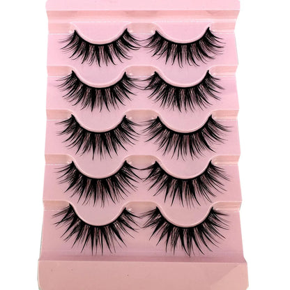 NEW 5Pairs Cosplay Anime Eyelashes Makeup Women Manga Lashes Dramatic Fairy Clusters False Lashes Wet Look Fake Lashes