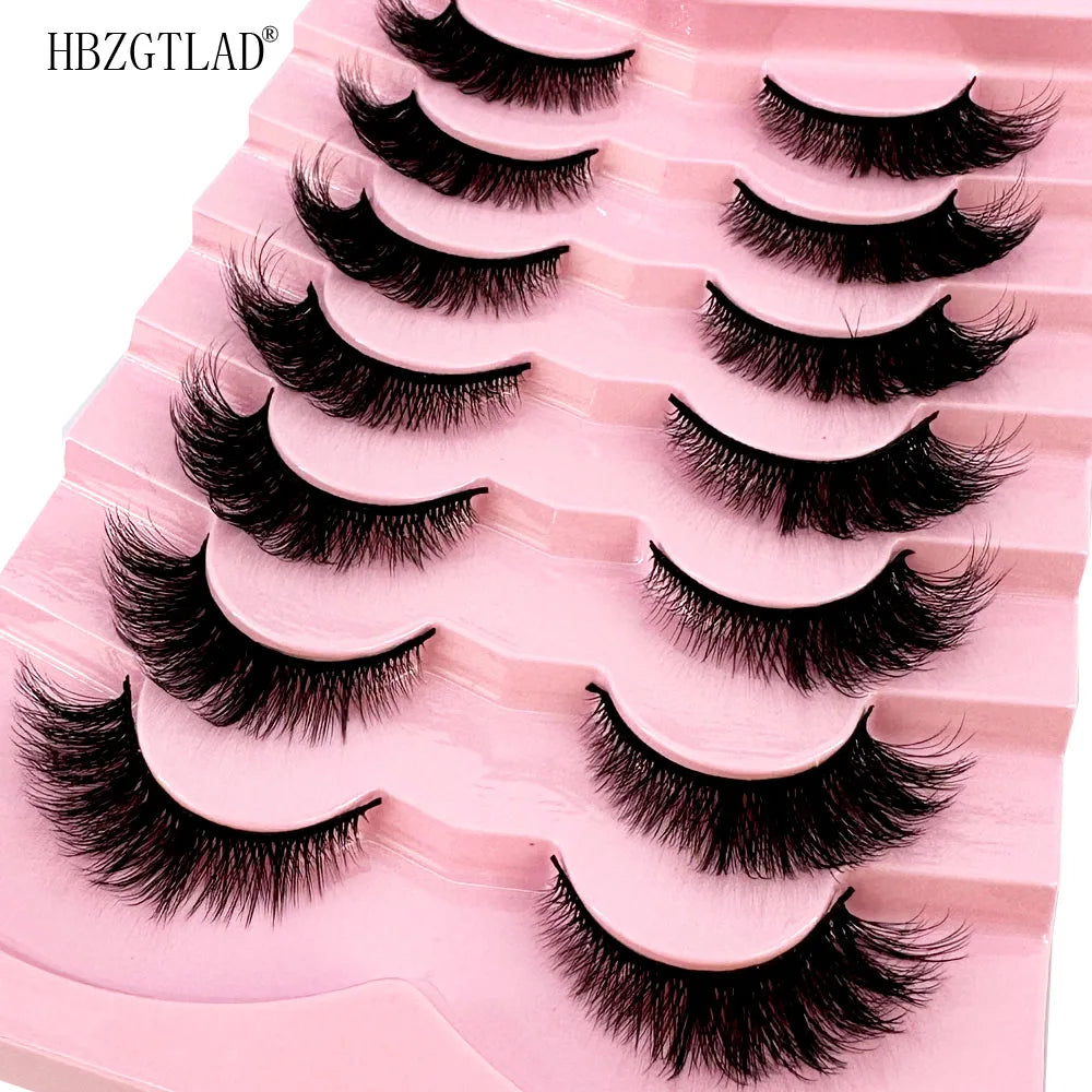 NEW 7Pairs Cat Eye Lashes Faux Mink Eyelashes Natural long Full Strip Lashes Winged End Eye Elongated Fake Lashes Soft Eyelashes