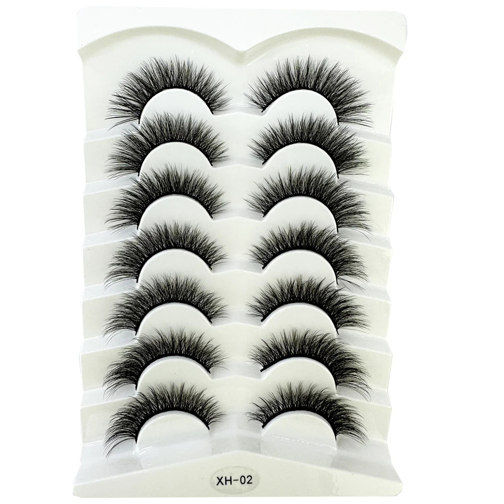 NEW 7Pairs Cat Eye Lashes Faux Mink Eyelashes Natural long Full Strip Lashes Winged End Eye Elongated Fake Lashes Soft Eyelashes