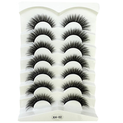 NEW 7Pairs Cat Eye Lashes Faux Mink Eyelashes Natural long Full Strip Lashes Winged End Eye Elongated Fake Lashes Soft Eyelashes