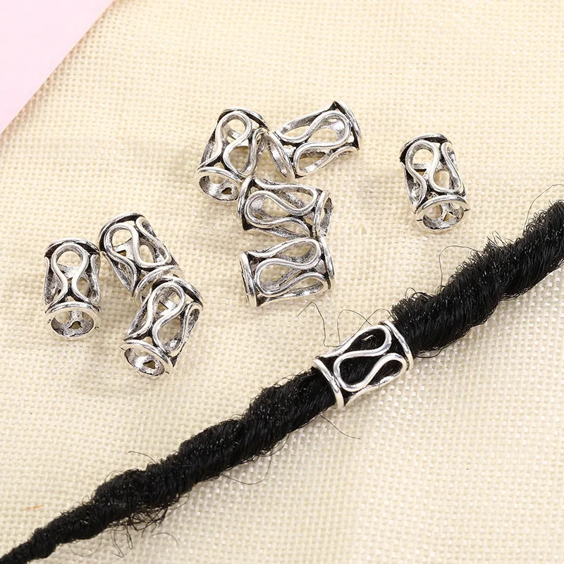 5Pcs/bag Metal Hair Braid Rings Dreadlock Beads Cuffs Tubes 3D Charms Dreadlock Dread Hair Braids Jewelry Decoration Accessories