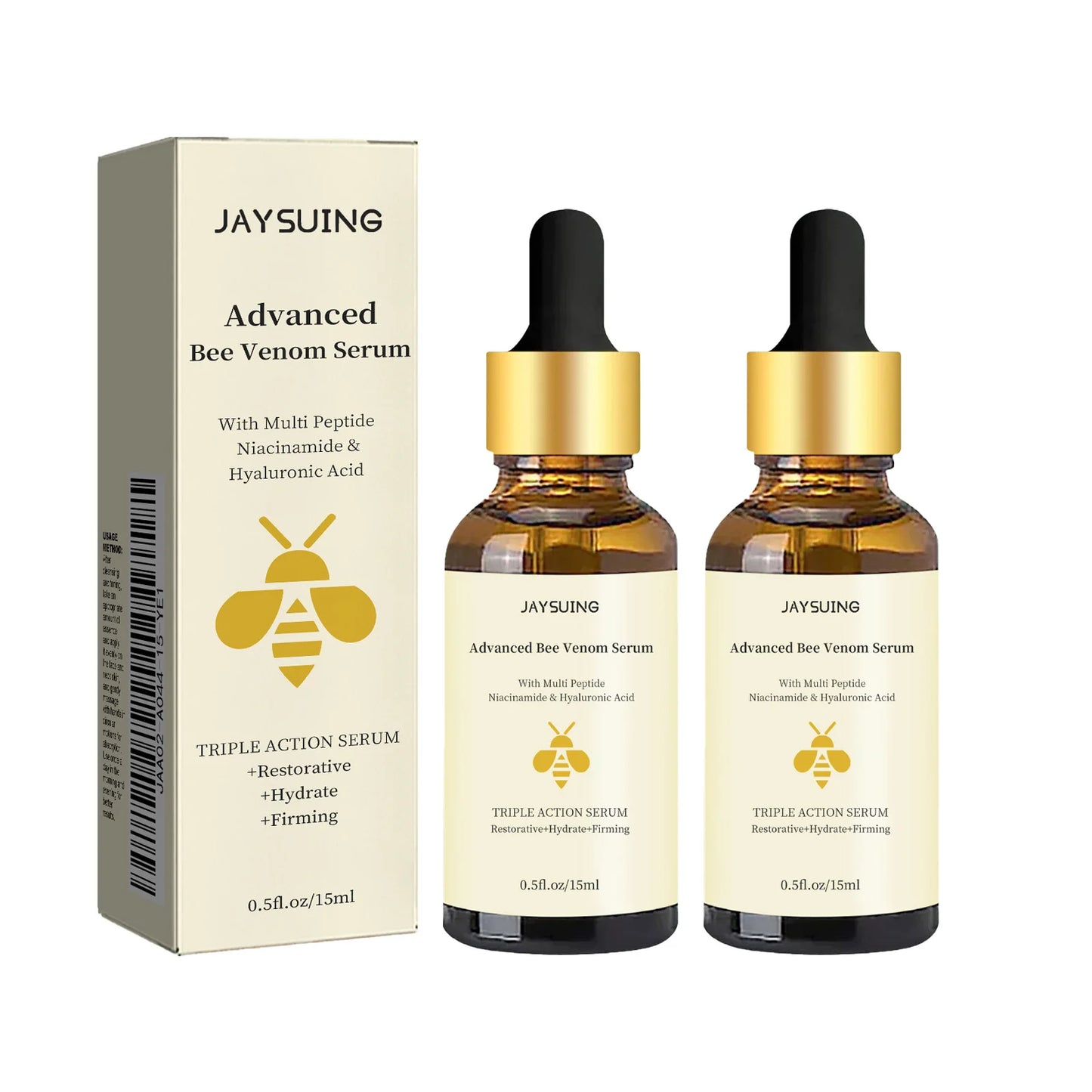 1/2/3pcs Bee Venom Facial Serum Face Essence Wrinkle Reduction Skin Tightening Natural Collagen Booster Hyaluronic Acid  Essence