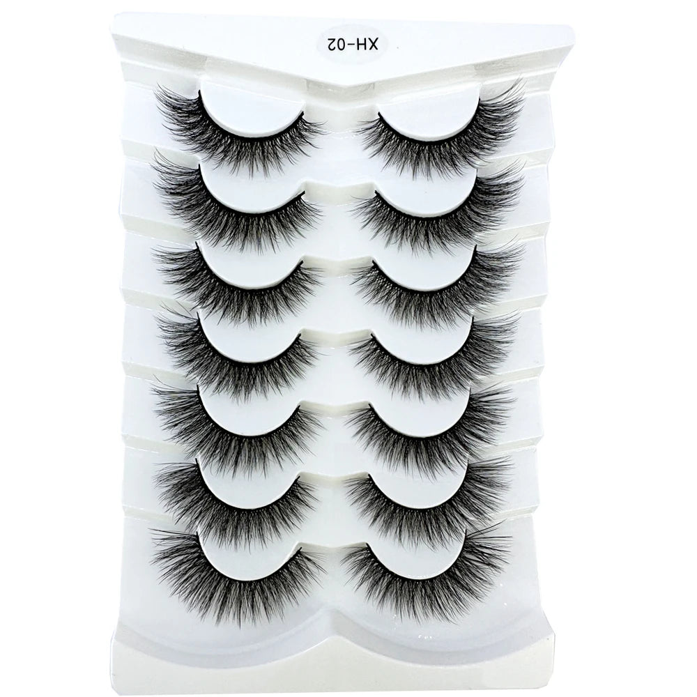 NEW 7Pairs Cat Eye Lashes Faux Mink Eyelashes Natural long Full Strip Lashes Winged End Eye Elongated Fake Lashes Soft Eyelashes