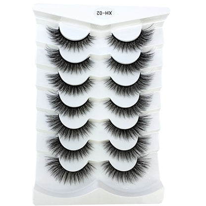 NEW 7Pairs Cat Eye Lashes Faux Mink Eyelashes Natural long Full Strip Lashes Winged End Eye Elongated Fake Lashes Soft Eyelashes