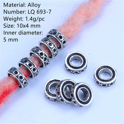 5Pcs/bag Metal Hair Braid Rings Dreadlock Beads Cuffs Tubes 3D Charms Dreadlock Dread Hair Braids Jewelry Decoration Accessories