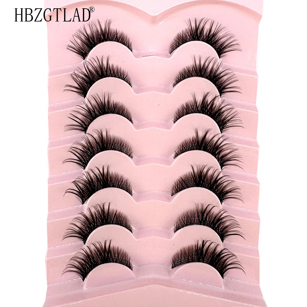 NEW 7Pairs Cat Eye Lashes Faux Mink Eyelashes Natural long Full Strip Lashes Winged End Eye Elongated Fake Lashes Soft Eyelashes