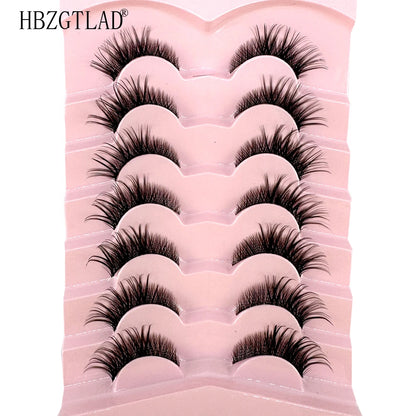 NEW 7Pairs Cat Eye Lashes Faux Mink Eyelashes Natural long Full Strip Lashes Winged End Eye Elongated Fake Lashes Soft Eyelashes