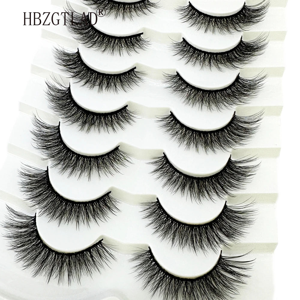 NEW 7Pairs Cat Eye Lashes Faux Mink Eyelashes Natural long Full Strip Lashes Winged End Eye Elongated Fake Lashes Soft Eyelashes