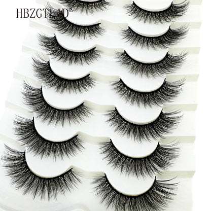 NEW 7Pairs Cat Eye Lashes Faux Mink Eyelashes Natural long Full Strip Lashes Winged End Eye Elongated Fake Lashes Soft Eyelashes