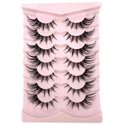 NEW 7Pairs Cat Eye Lashes Faux Mink Eyelashes Natural long Full Strip Lashes Winged End Eye Elongated Fake Lashes Soft Eyelashes