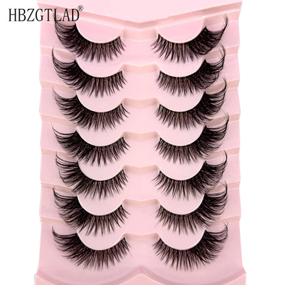 NEW 7Pairs Cat Eye Lashes Faux Mink Eyelashes Natural long Full Strip Lashes Winged End Eye Elongated Fake Lashes Soft Eyelashes