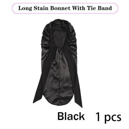 Leopard Print Satin Sleep Cap For Long Hair And Dreadlock Extra Large Silky Bonnet With Long Wide Tie For Women Sleeping Bonnet