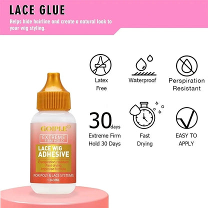 GOIPLE Melting Spray Glue for Lace Front Wig Tint Mousse Foam Waterproof Hair Extension Bond Adhesive Wax Stick Edge Control Gel