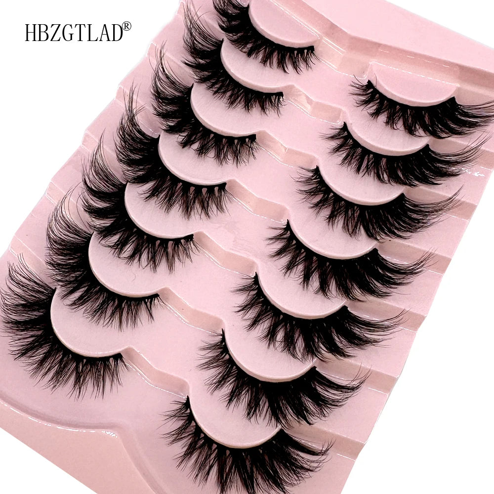 NEW 7Pairs Cat Eye Lashes Faux Mink Eyelashes Natural long Full Strip Lashes Winged End Eye Elongated Fake Lashes Soft Eyelashes