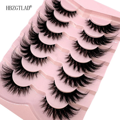 NEW 7Pairs Cat Eye Lashes Faux Mink Eyelashes Natural long Full Strip Lashes Winged End Eye Elongated Fake Lashes Soft Eyelashes