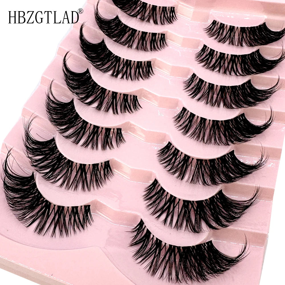 NEW 7Pairs Cat Eye Lashes Faux Mink Eyelashes Natural long Full Strip Lashes Winged End Eye Elongated Fake Lashes Soft Eyelashes