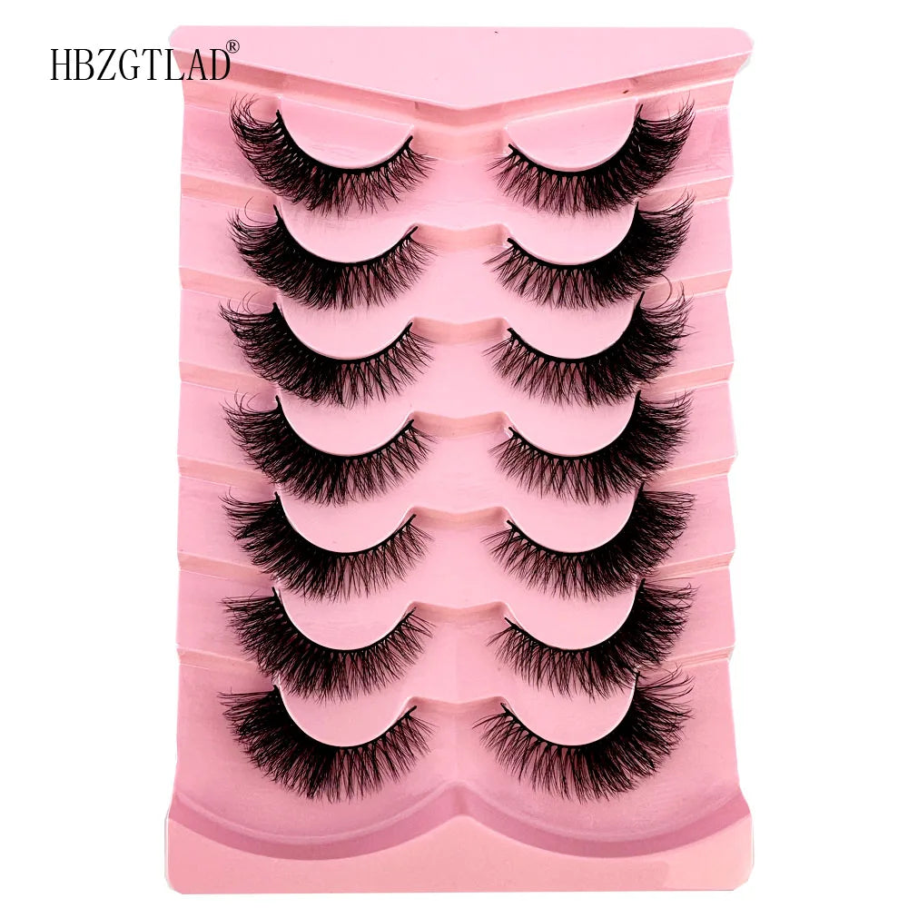 NEW 7Pairs Cat Eye Lashes Faux Mink Eyelashes Natural long Full Strip Lashes Winged End Eye Elongated Fake Lashes Soft Eyelashes