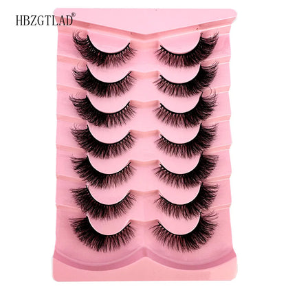 NEW 7Pairs Cat Eye Lashes Faux Mink Eyelashes Natural long Full Strip Lashes Winged End Eye Elongated Fake Lashes Soft Eyelashes