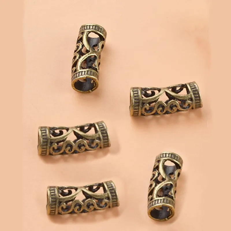5Pcs/bag Metal Hair Braid Rings Dreadlock Beads Cuffs Tubes 3D Charms Dreadlock Dread Hair Braids Jewelry Decoration Accessories