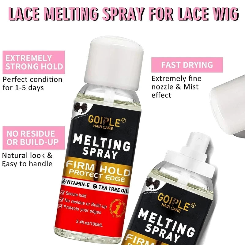 GOIPLE Melting Spray Glue for Lace Front Wig Tint Mousse Foam Waterproof Hair Extension Bond Adhesive Wax Stick Edge Control Gel