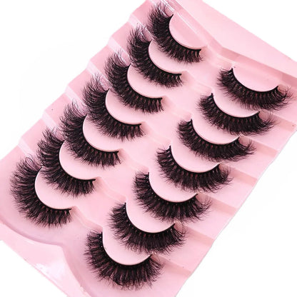 New 7 Pairs Mink Lashes Natural Look False Eyelashes Wispy Cat Eye Lashes Fluffy 3D Mink Lashes Natural Fake Lashes Strip Lashes