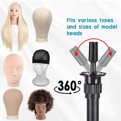 Multifunction Three Holders Wig Stand Wig Tripod Wig Mannequin Head Stand For Canvas Block Mannequin Head / Training Doll Head